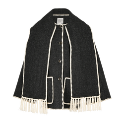 Toteme Embroidered Scarf Jacket, Wool, Black, UK12, 3*