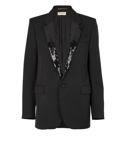 Saint Laurent Sequins Blazer, &pound;295, Clothing, Black, Silk/Wool, Front view