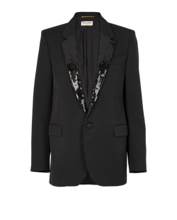 Saint Laurent Sequins Blazer, Wool/Silk, Blk, UK14, 2*
