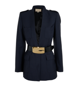 Gucci Belted Blazer, Mohair, Navy, UK8, 2*