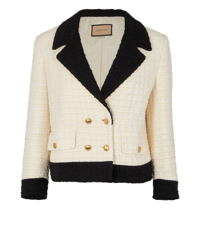 Gucci Double-Breasted Tweed Short Jacket, &pound;375, Clothing, Cream, Cotton/Viscose, Front view