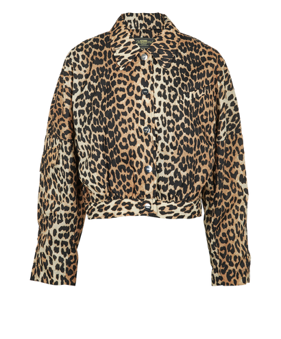 Ganni Leopard Print Jacket, &pound;150, Clothing, Black/Brown, Polyester Mix, Front view