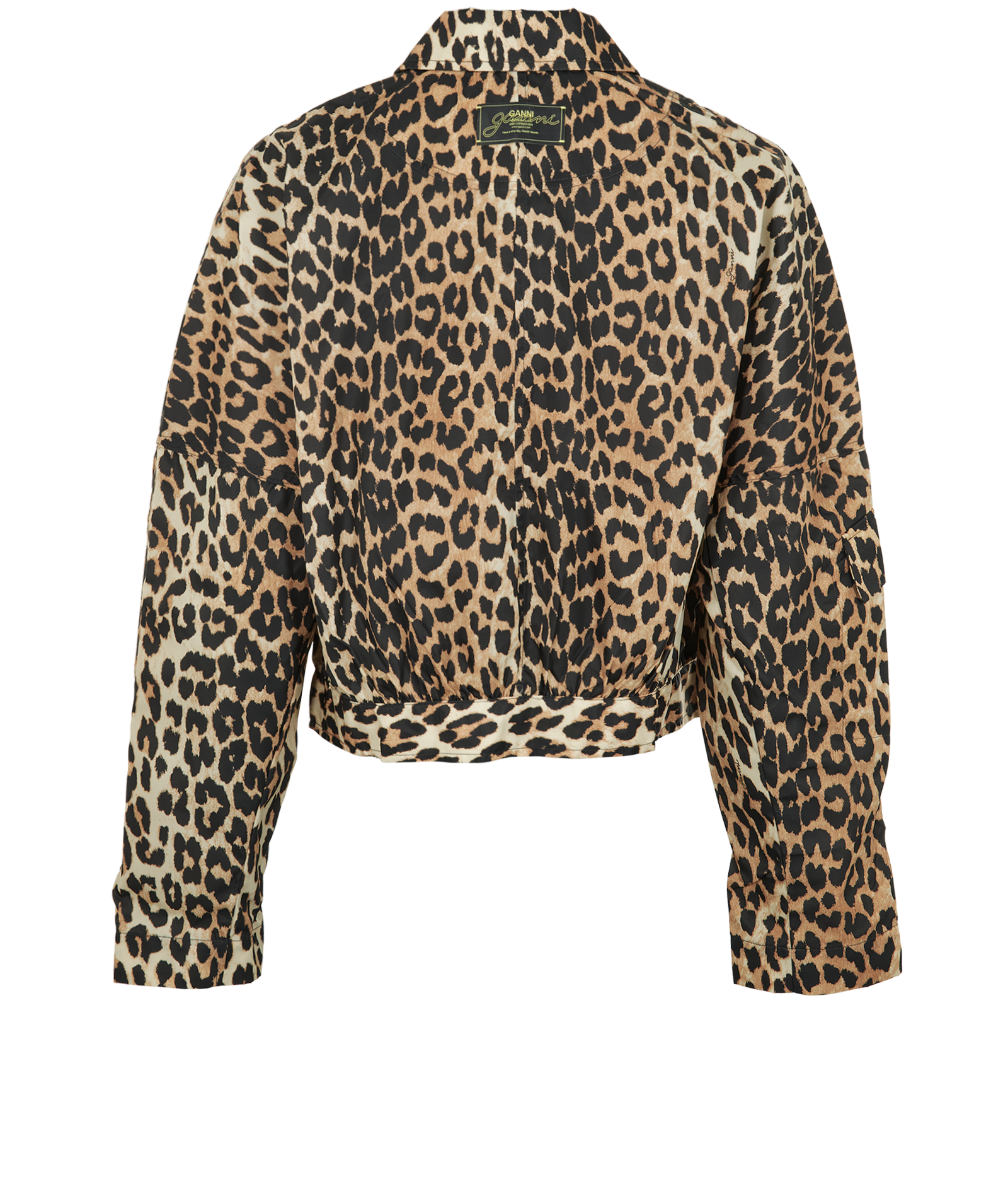 Ganni Leopard Print Jacket, &pound;150, Clothing, Black/Brown, Polyester Mix, Back view