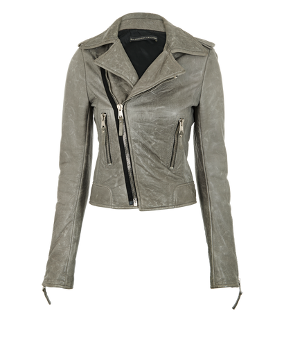 Balenciaga Biker Jacket, &pound;395, Clothing, Grey, Leather, Front view