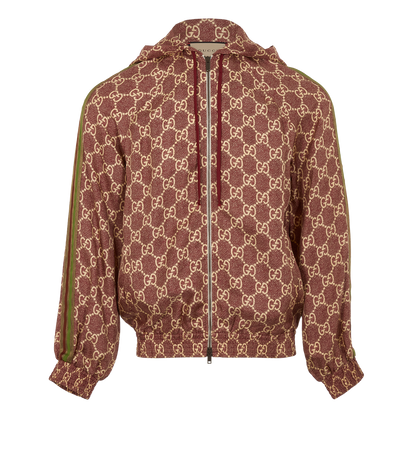 Gucci GG Supreme Hooded Jacket, &pound;550, Clothing, Red, Silk, Front view
