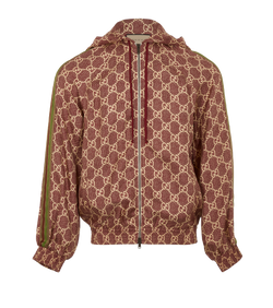 Gucci GG Supreme Hooded Jacket, Silk, Red, Sz M, 2*