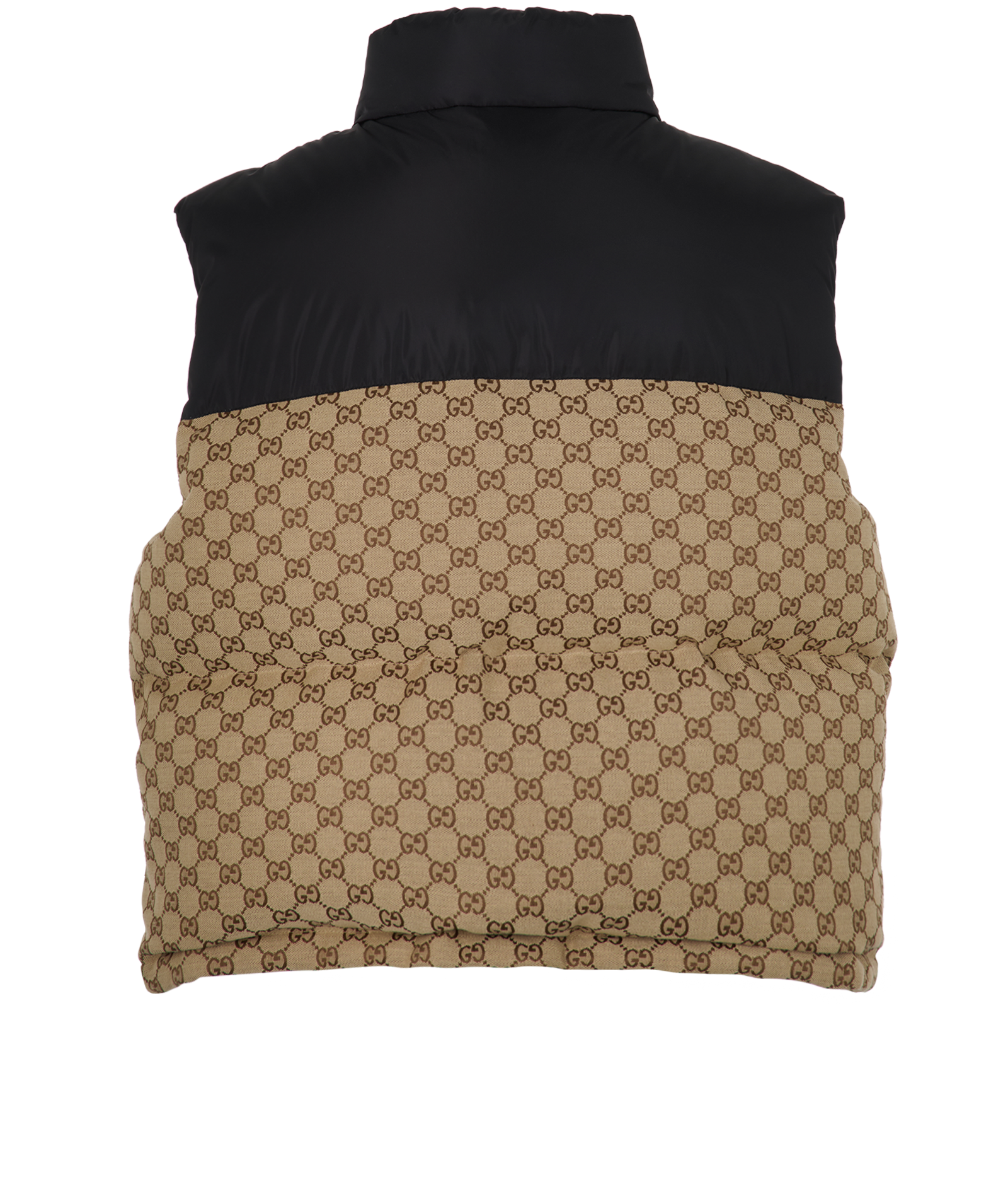 Gucci GG Supreme Puffer Gilet, &pound;950, Clothing, Beige/Black, Down Feathers, Back view