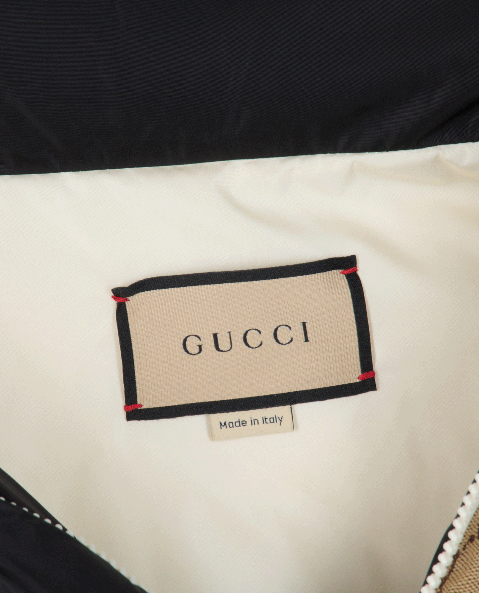 Gucci GG Supreme Puffer Gilet, &pound;950, Clothing, Beige/Black, Down Feathers, Other view