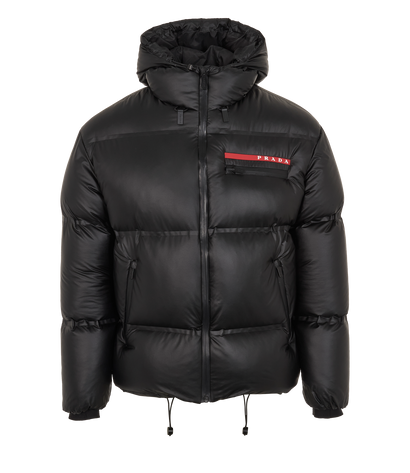 Prada Medium-Weight Technical Puffer Jacket, &pound;550, Clothing, Black, Down Feathers, Front view