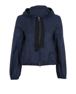 Prada Hooded Cropped Windbreaker, Polyamide, Navy, UK6, 2*