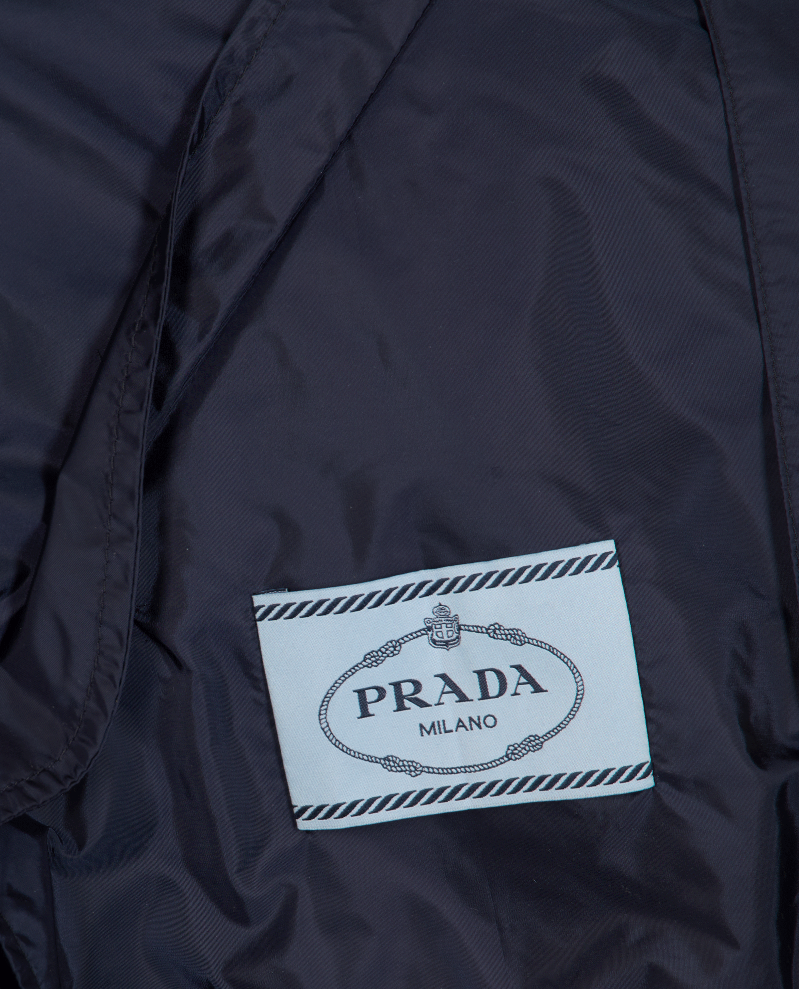 Prada Hooded Cropped Windbreaker, &pound;495, Clothing, Navy, Polyester Mix, Other view
