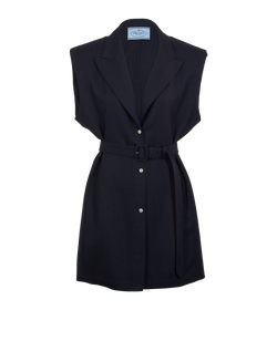 Prada Stripe Belted Vest, Virgin Wool, Navy, UK8, 2*