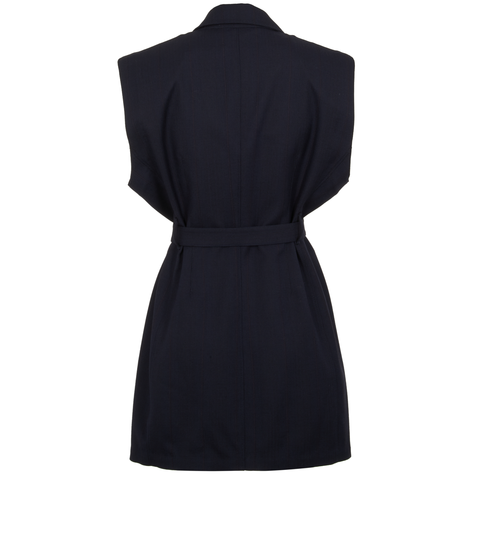 Prada Stripe Belted Vest, &pound;950, Clothing, Navy, Wool, Back view