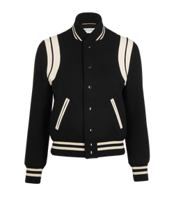 Saint Laurent Stand Up Collar Bomber Jacket, Wool, Black, UK6, 2*
