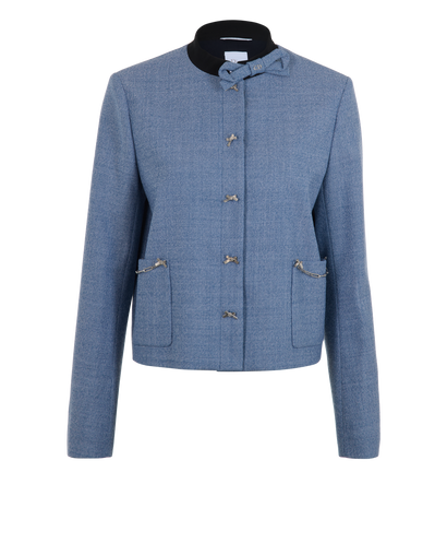 Christian Dior Cropped Bow Jacket, &pound;1,800, Clothing, Blue, Wool, Front view