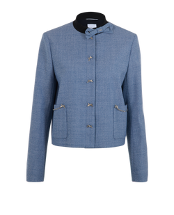 Christian Dior Cropped Bow Jacket, Wool, Blue, UK14, 4*