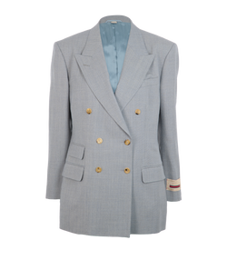 Gucci Double-Breasted Blazer, Wool, Blue, UK14, 2*