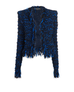 Balmain Fringed Jacket, Poly, Blue/Black, UK12, 2*