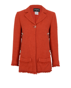 Chanel Chain-Detail Tweed Jacket, Cotton, Red, UK10, 2*