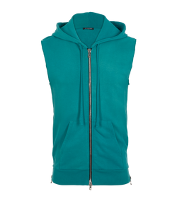Balmain Hooded Gilet, Mens, Cotton, Green, Sz S, 2*