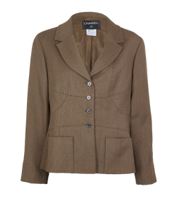 Chanel 99A Fitted Jacket, Wool, Brown, UK16, 2*