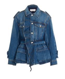 Alexander McQueen Deconstructed Denim Jacket, Cotton, Blue, UK12, 3*