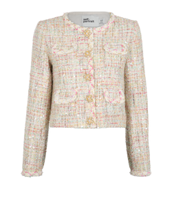 Self-Portrait Boucle Boxy Jacket, Poly, Beige/Multi, UK10, 2*