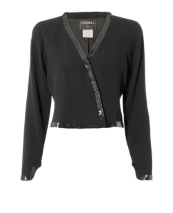 Chanel Sequin Trim Jacket, Wool, Black, UK10, 2*
