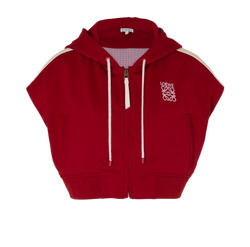 Loewe Logo Embroidered Cropped Jacket, Poly, Red, Sz L, 2*