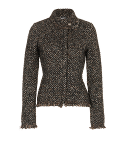 Chanel Zip Up Jacket, Alpaca, Black/Multi, UK8, 2*