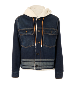 Christian Dior Logo Hooded Jacket, Cotton/Shearling, Blue, UK8, 2*