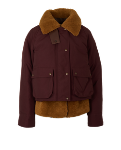 Loewe 2-In-1 Bomber Jacket, Shearling/Poly, Burgundy/Tan, UK10, 2*