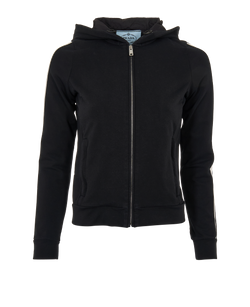 Prada Logo Hooded Jacket, Cotton, Black, Sz S, 2*