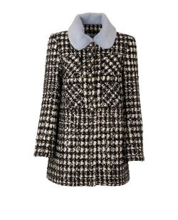 Self-Portrait Sequin Check Boucle Jacket, Poly, Black/White, UK10, 2*
