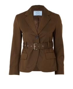 Prada Belted Jacket, Cotton, Brown, UK6, 1*
