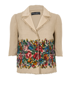 Dolce & Gabbana Floral Crop Blazer, Linen/Silk, Multi, UK8, 3*