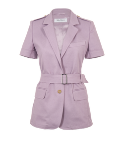 Max Mara Belted Short Sleeve Jacket, Cotton/Poly, Lilac, UK4, 2*