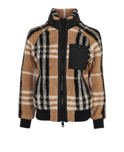 Burberry Teddy Quilted Jacket, Wool/Polyester, Black/Beige, UK2, 2*