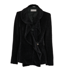 Max Mara Ruffled Jacket, Alpaca, Black,UK10, 2*