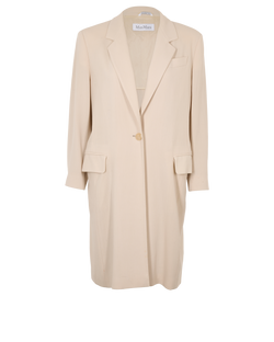Max Mara Long Blazer, Virgin Wool, Cream, UK14, 2*