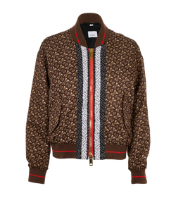 Burberry TB Monogram Bomber, Polyamide, Brown, UK10, 3*