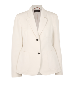 Loro Piana Single-Breasted Blazer, Cotton/Silk, White, UK14, 2*