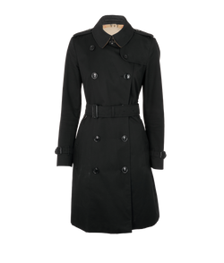 Burberry Kensington Trench Coat, Cotton, Black, UK10, 2*