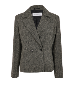 Max Mara Double Breasted Blazer, Wool, Black/Beige, UK12, 2*