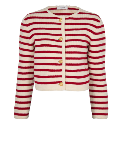Celine Cropped Striped Jacket, £995, Clothing, Red/White, Wool, Front view