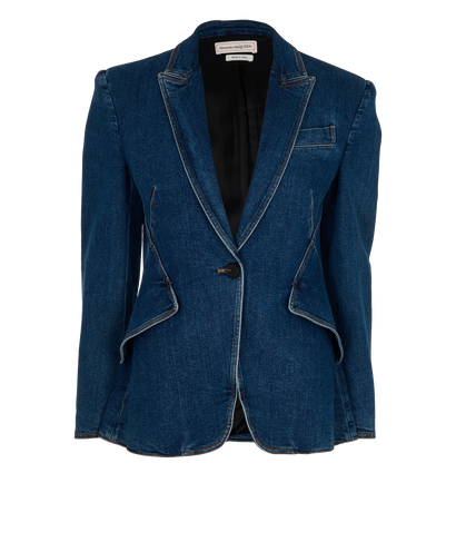 Alexander McQueen Single-Vent Blazer, &pound;280, Clothing, Blue, Cotton, Front view