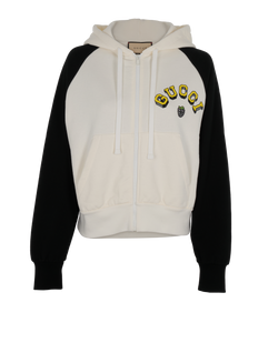 Gucci Logo & Grape Hooded Jacket, Cotton, Black/White, Sz S, 3*