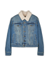 Saint Laurent Shearling Denim Jacket, £895, Clothing, Blue/Cream, Cotton/Denim, Front view
