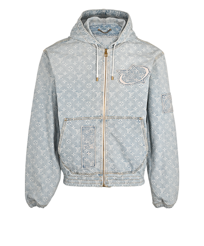 Louis Vuitton x NBA Hooded Denim Jacket, &pound;2,100, Clothing, Blue, Cotton, Front view
