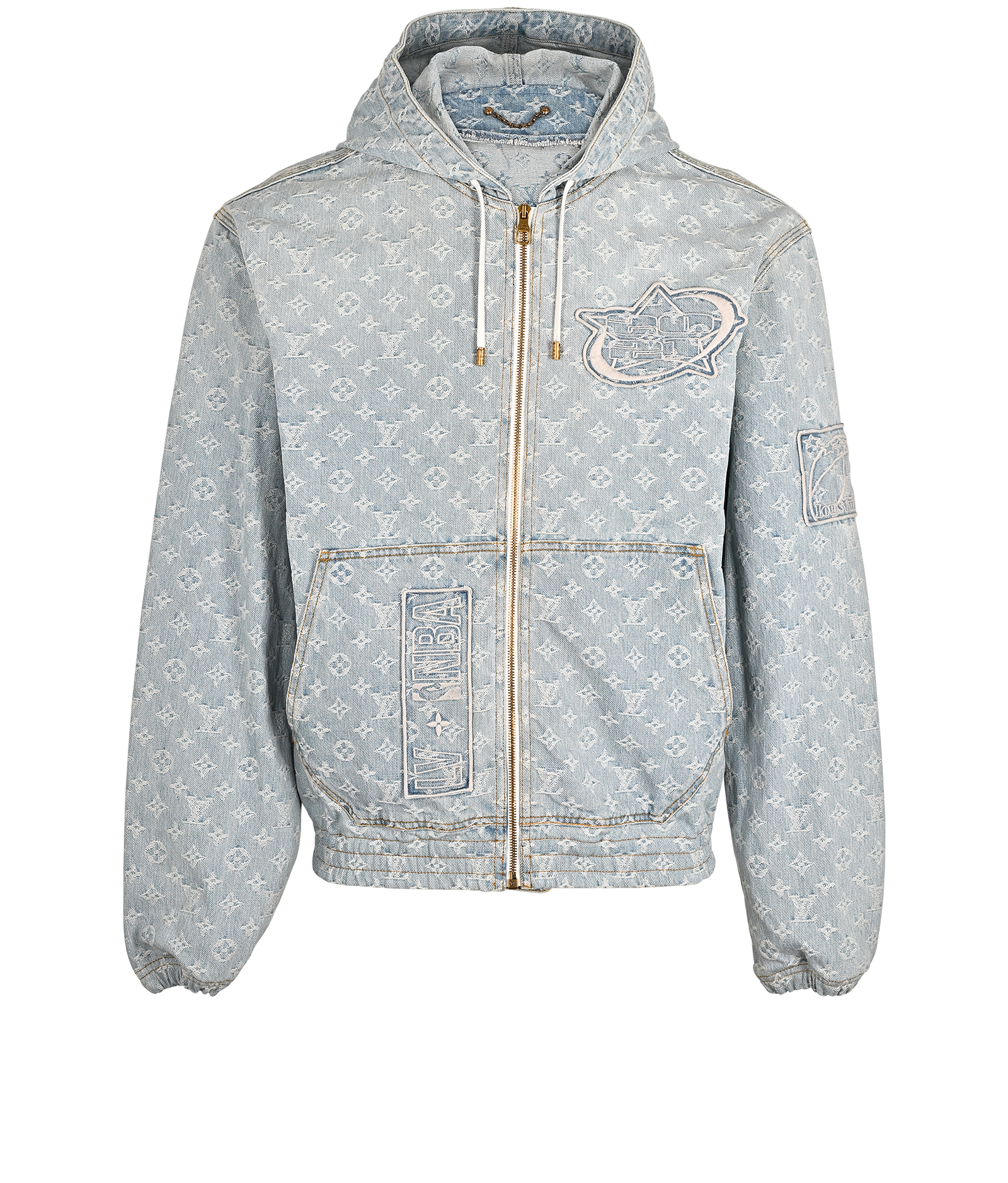 Louis Vuitton NBA フード付きジャケット.LV LOUIS VUITTON x NBA SS21 Monogram Obscure Leather Jacket M Black